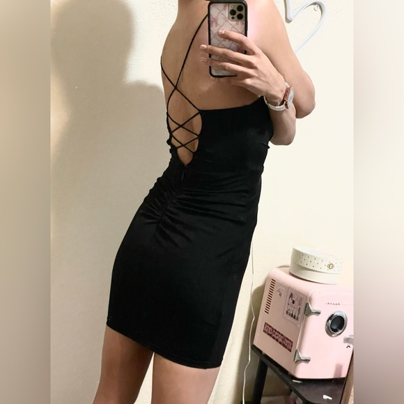 Black Strappy Mini Dress/LBD - Picture 4 of 5